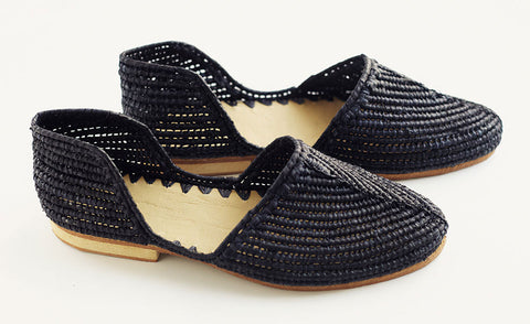 NOIR RAFFIA D'ORSAY SHOE