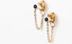 SAPPHIRE CHAINED TO MY HEART EARRINGS