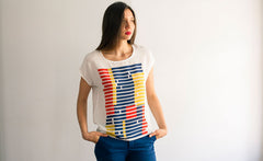 TRICOLOR BROKEN STRIPE TEE